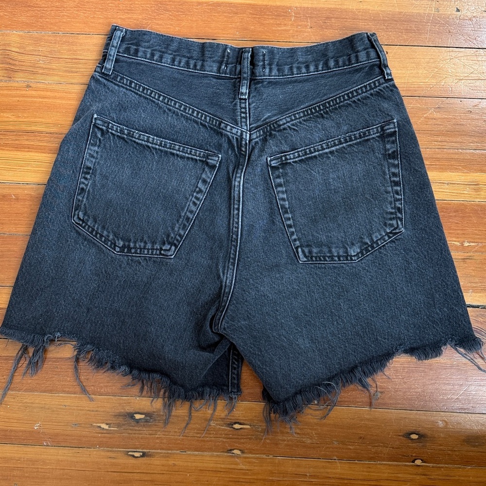 Agolde Frayed Hem Black Jean Shorts - Picture 4 of 6